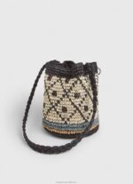 Women Black Pepe Jeans Straw Bucket Bag 60J40719 - Image 3