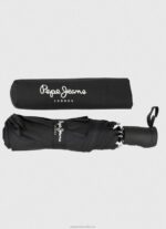 Women Black Pepe Jeans Teo Folding Automatic Umbrella 60J40787 - Image 3