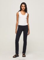 Women Black Pepe Jeans Venus Venus Straight Fit Low Waist Jeans 60J40298
