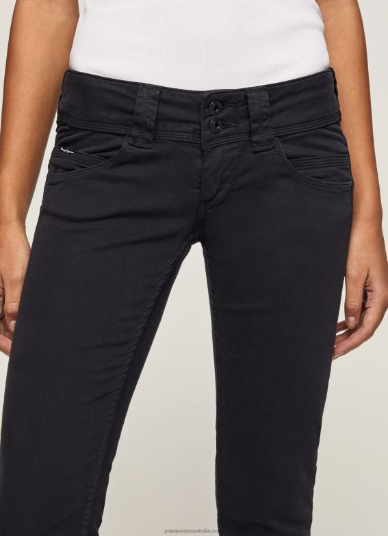 Women Black Pepe Jeans Venus Venus Straight Fit Low Waist Jeans 60J40298 - Image 3