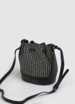 Women Black Pepe Jeans Woven Jacquard Bucket Bag 60J40730 - Image 2