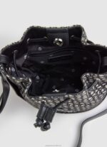 Women Black Pepe Jeans Woven Jacquard Bucket Bag 60J40730 - Image 3