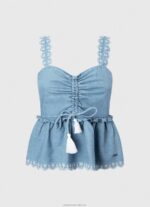 Women Blue Pepe Jeans Denim Tank Top 60J40350 - Image 5