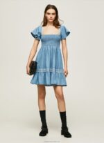 Women Blue Pepe Jeans Embroidered Denim Dress 60J40164 - Image 2