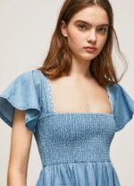 Women Blue Pepe Jeans Embroidered Denim Dress 60J40164 - Image 3