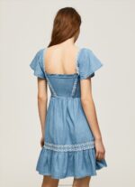 Women Blue Pepe Jeans Embroidered Denim Dress 60J40164 - Image 4