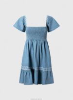 Women Blue Pepe Jeans Embroidered Denim Dress 60J40164 - Image 5