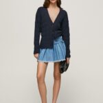 Women Blue Pepe Jeans Embroidered Denim Mini Skirt 60J40504