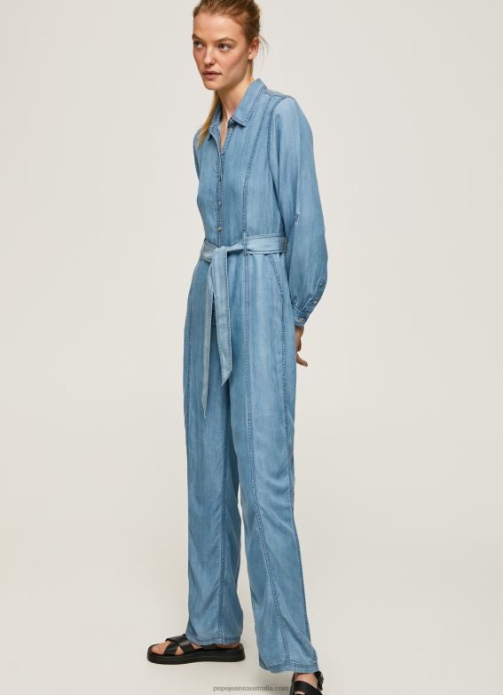 women_blue_pepe_jeans_long_jumpsuit_with_belt_detail_60j40192.jpg Women Blue Pepe Jeans Long Jumpsuit With Belt Detail 60J40192 - Image 1