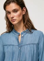 Women Blue Pepe Jeans Regular Fit Shirt With Mao Collar 60J40351 - Image 3