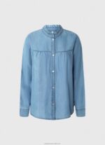 Women Blue Pepe Jeans Regular Fit Shirt With Mao Collar 60J40351 - Image 5