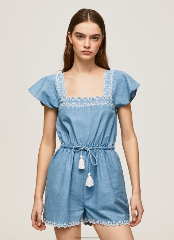 women_blue_pepe_jeans_short_denim_jumpsuit_60j40191.jpg Women Blue Pepe Jeans Short Denim Jumpsuit 60J40191 - Image 1
