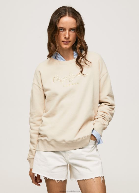 women_buff_pepe_jeans_embroidered_cotton_jumper_60j40272.jpg Women Buff Pepe Jeans Embroidered Cotton Jumper 60J40272 - Image 1