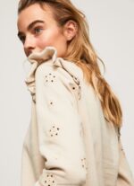 Women Buff Pepe Jeans Frilled Cotton Jumper 60J40284 - Image 3