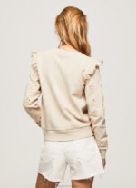 Women Buff Pepe Jeans Frilled Cotton Jumper 60J40284 - Image 4