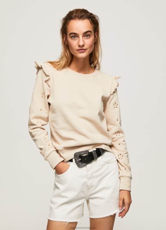 women_buff_pepe_jeans_frilled_cotton_jumper_60j40284.jpg Women Buff Pepe Jeans Frilled Cotton Jumper 60J40284 - Image 1