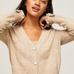 Women Buff Pepe Jeans Openwork V Neck Cardigan 60J40243