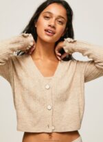 Women Buff Pepe Jeans Openwork V Neck Cardigan 60J40243