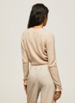 Women Buff Pepe Jeans Openwork V Neck Cardigan 60J40243 - Image 4
