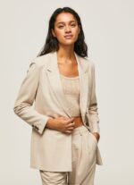 Women Buff Pepe Jeans Plain Blazer With Shoulder Pads 60J40134