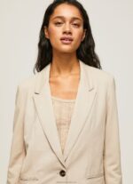 Women Buff Pepe Jeans Plain Blazer With Shoulder Pads 60J40134 - Image 3