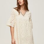 Women Buttermilk Pepe Jeans Padma Dress With Openwork Details 60J40152