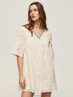 Women Buttermilk Pepe Jeans Padma Dress With Openwork Details 60J40152 - Image 5