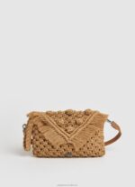 Women Camel Pepe Jeans Macrame Crossbody Bag 60J40744