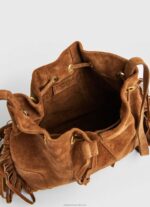 Women Camel Pepe Jeans Suede Bucket Bag 60J40724 - Image 4