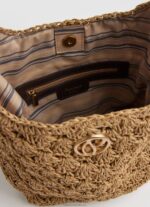 Women Caramel Pepe Jeans Woven Straw Tote 60J40717 - Image 3