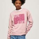 Women Cloudy Pink Pepe Jeans Cotton Logo Jumper 60J40285
