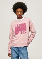 Women Cloudy Pink Pepe Jeans Cotton Logo Jumper 60J40285