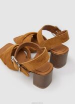Women Cognac Pepe Jeans Altea Basic Suede Sandals 60J40649 - Image 4