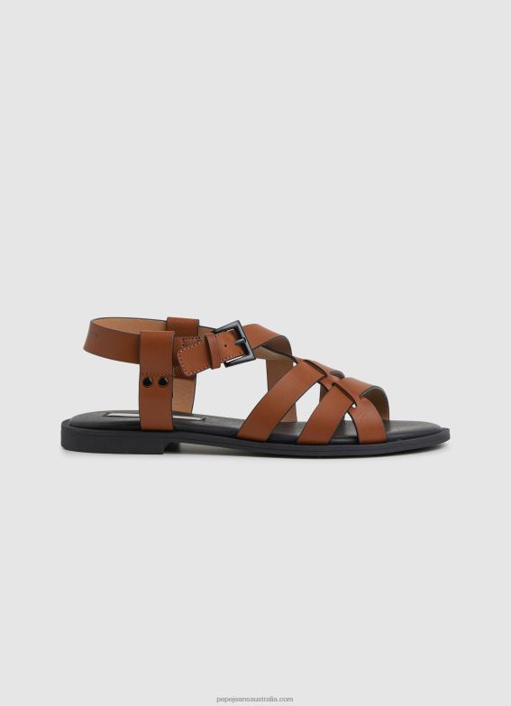 women_cognac_pepe_jeans_hayes_rome_flat_sandals_60j40655.jpg Women Cognac Pepe Jeans Hayes Rome Flat Sandals 60J40655 - Image 1