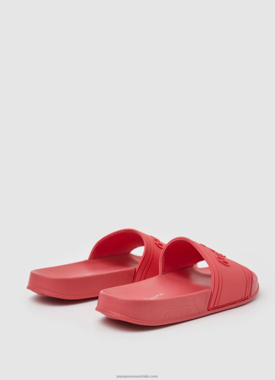 Women Coral Pepe Jeans Slider Logo Beach Flip Flops 60J40684 - Image 4