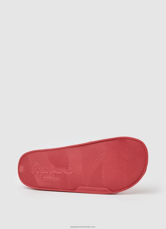 Women Coral Pepe Jeans Slider Logo Beach Flip Flops 60J40684 - Image 5