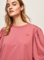 Women Dark Blush Pepe Jeans Embroidered Logo Cotton Jumper 60J40278 - Image 3