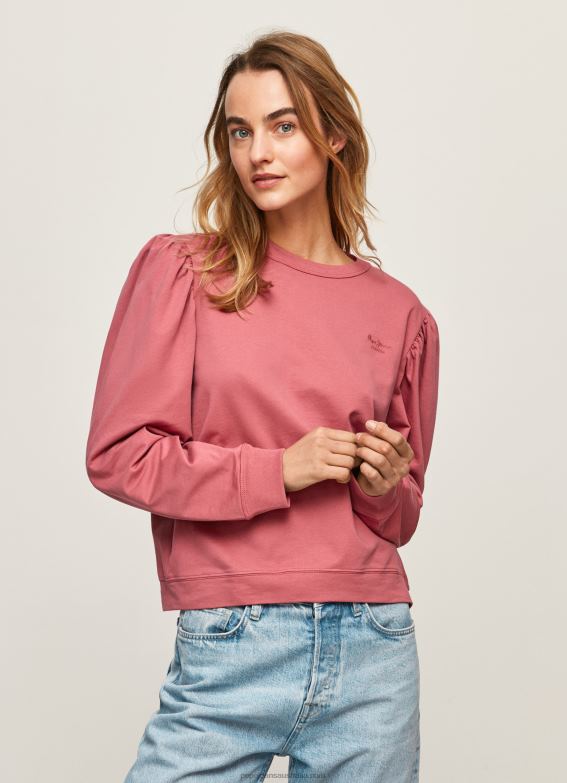 women_dark_blush_pepe_jeans_embroidered_logo_cotton_jumper_60j40278.jpg Women Dark Blush Pepe Jeans Embroidered Logo Cotton Jumper 60J40278 - Image 1