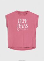 Women Dark Blush Pepe Jeans Floral Logo Cotton T-Shirt 60J40431 - Image 5