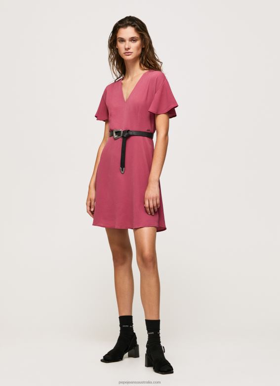 women_dark_blush_pepe_jeans_v_neck_short_dress_60j40196.jpg Women Dark Blush Pepe Jeans V Neck Short Dress 60J40196 - Image 1