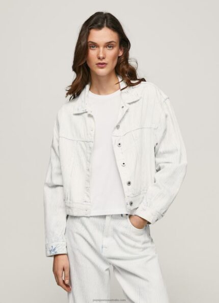 Women Denim Pepe Jeans Cracking Effect Denim Jacket 60J4095