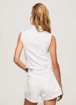 Women Denim Pepe Jeans Embroidered Flower Denim Waistcoat 60J40130 - Image 5
