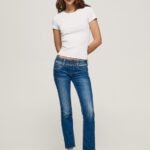 Women Denim Pepe Jeans Gen Straight Fit Mid Waist Jeans 60J406