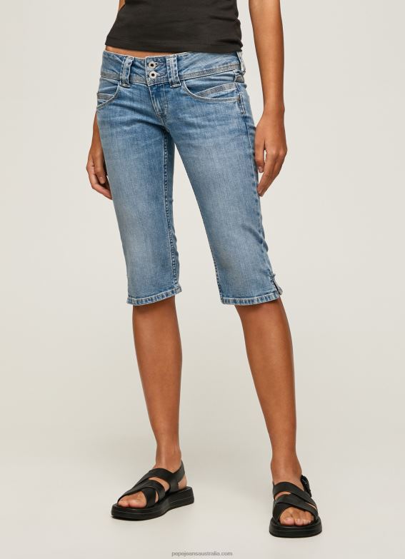 Women Denim Pepe Jeans Regular Fit 3/4 Denim Shorts 60J40508 - Image 2