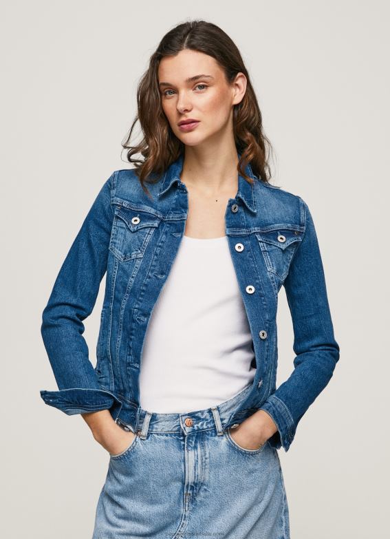 women_denim_pepe_jeans_regular_fit_denim_jacket_60j40138.jpg Women Denim Pepe Jeans Regular Fit Denim Jacket 60J40138 - Image 1