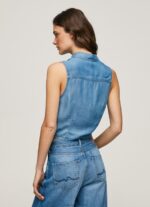 Women Denim Pepe Jeans Regular Fit Sleeveless Shirt 60J40368 - Image 4
