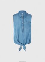 Women Denim Pepe Jeans Regular Fit Sleeveless Shirt 60J40368 - Image 5