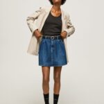 Women Denim Pepe Jeans Short Cotton Denim Skirt 60J4099