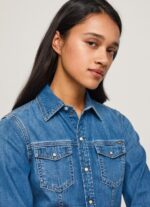 Women Denim Pepe Jeans Slim Fit Denim Shirt 60J40320 - Image 4