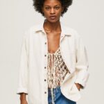 Women Denim Pepe Jeans Striped Print Denim Overshirt 60J40353